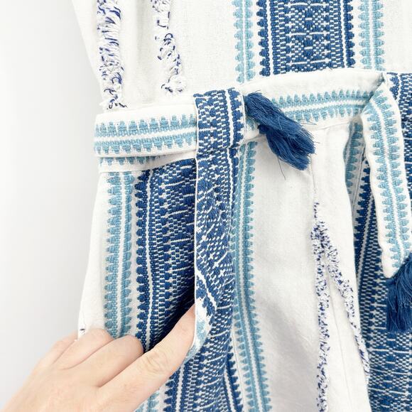 Saylor Boho Coastal Mazzy Tassel Woven Embroidered Sleeveless Romper Size S - Picture 6 of 13